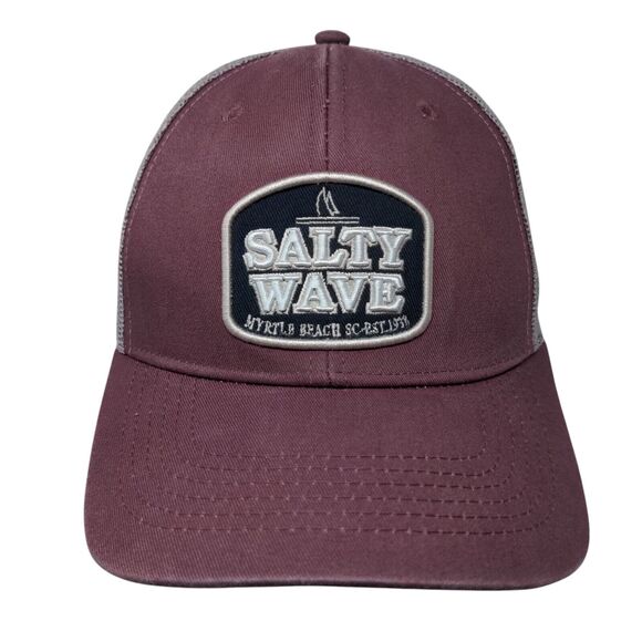 Salty Wave Snapback Trucker Hat Red OSFA Mesh Back Tsunami Surf Shop - Picture 1 of 8